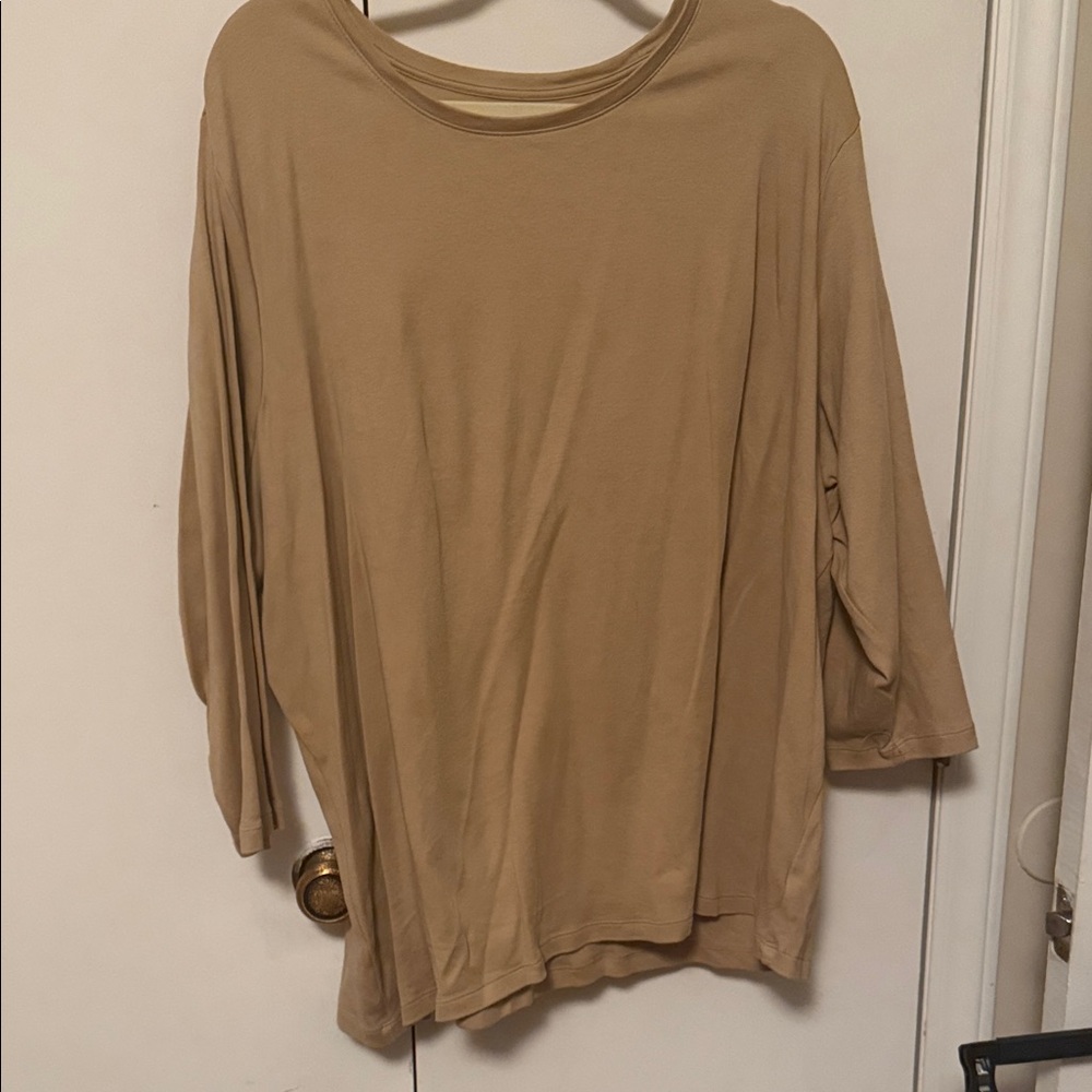 Kim Rogers Beige 3/4 Sleeve Tee